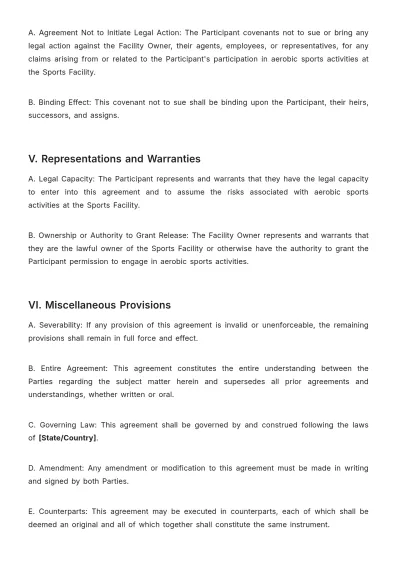 Free Release Of Liability For Adult Aerobic Sports Template to Edit Online