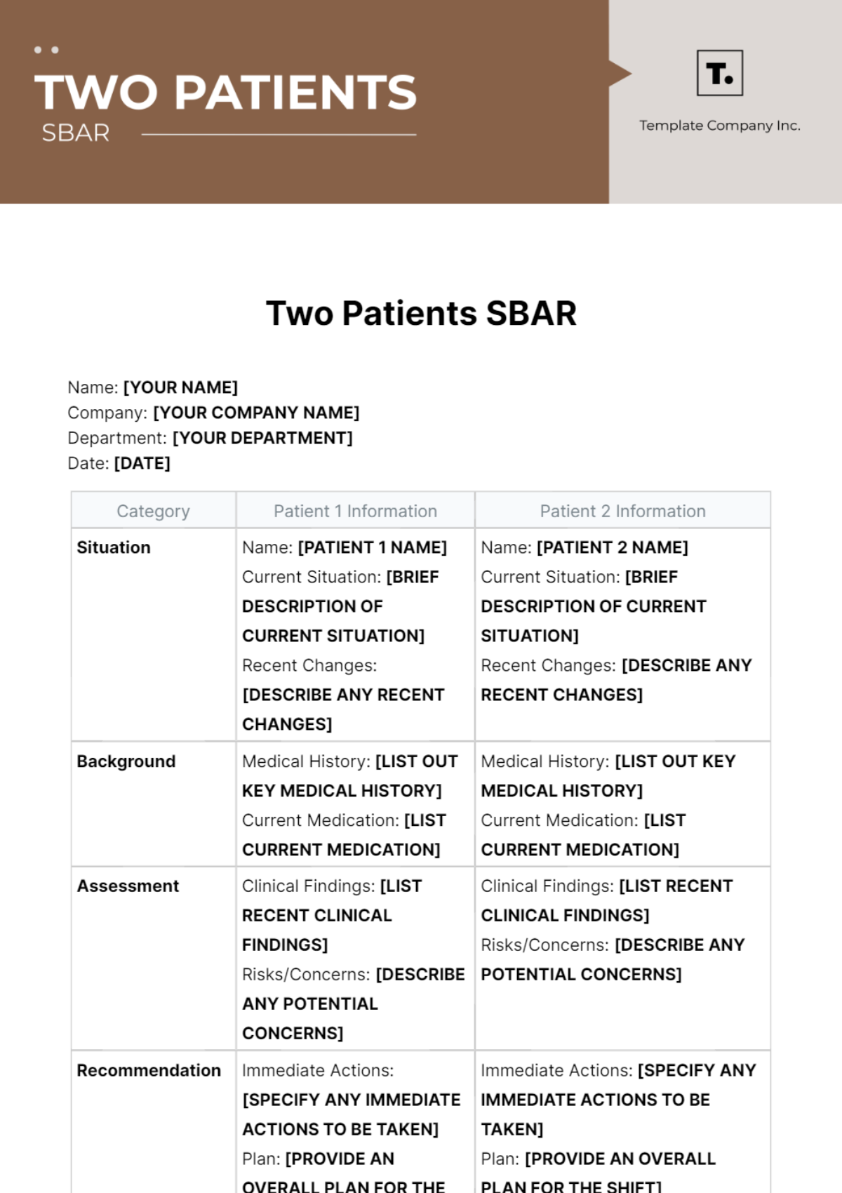 Free Two Patients SBAR