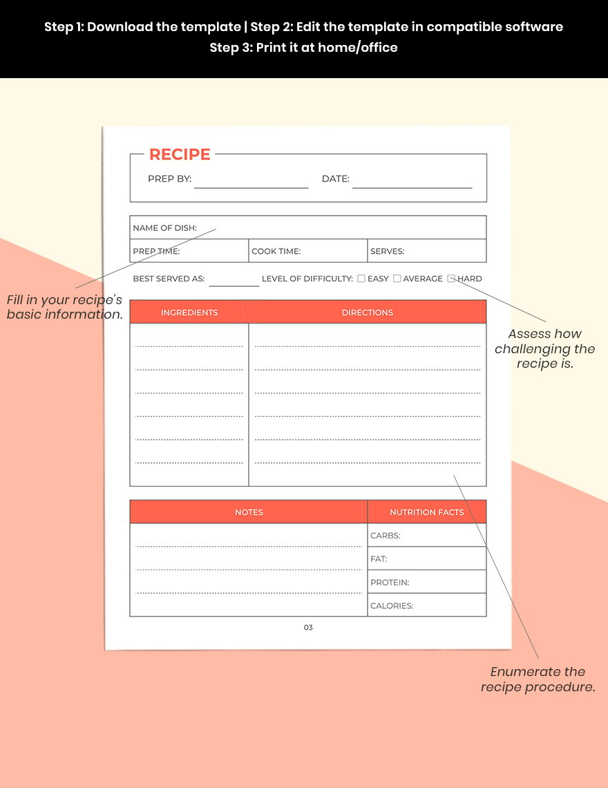 Personal Recipe Planner Template