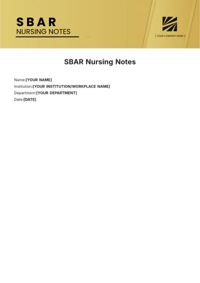 Free SBAR Nursing Notes Template to Edit Online