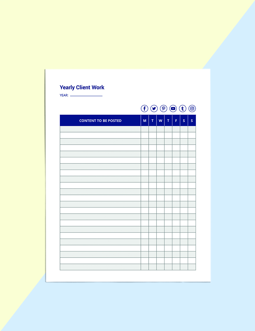 Yearly Content Media Planner Template