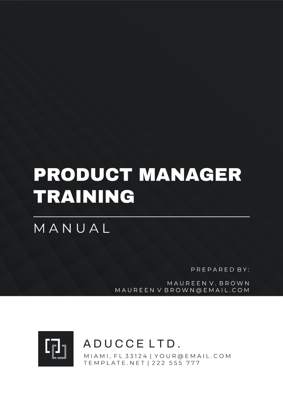 Product Manager Training Manual Template
