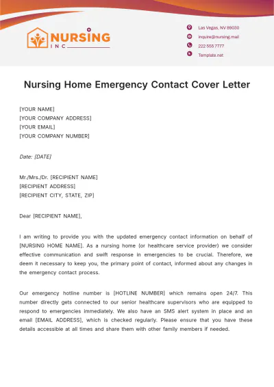 Free Nursing Home Emergency Contact Cover Letter Template to Edit Online