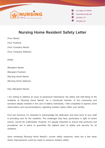 Free Nursing Home Resident Safety Letter Template to Edit Online