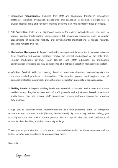 Free Nursing Home Resident Safety Letter Template to Edit Online
