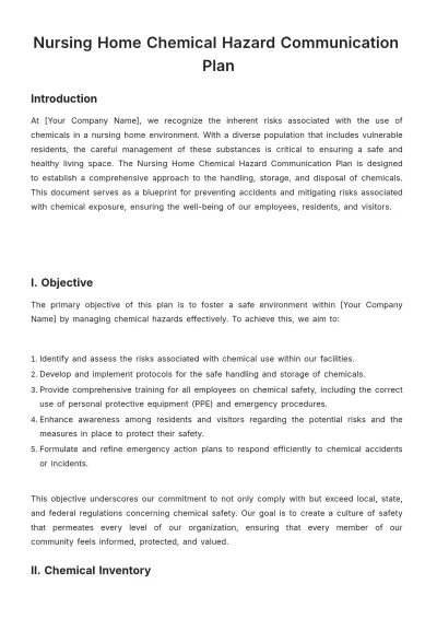 Free Nursing Home Chemical Hazard Communication Plan Template to Edit Online