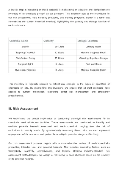 Free Nursing Home Chemical Hazard Communication Plan Template to Edit Online