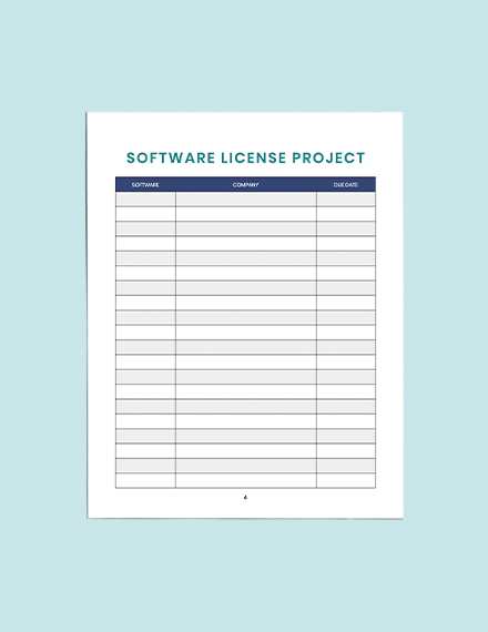 Printable Software Licences Planner