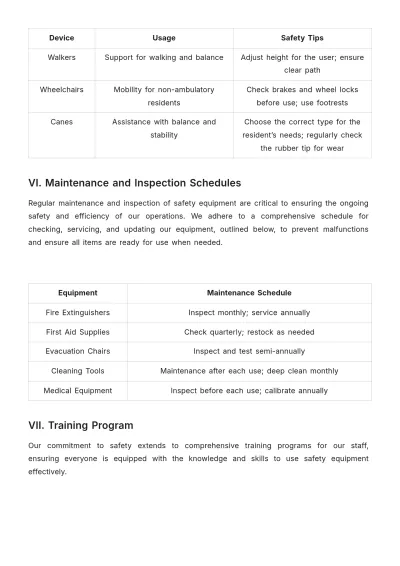 Free Nursing Home Safety Equipment Quick Reference Guide Template to Edit Online