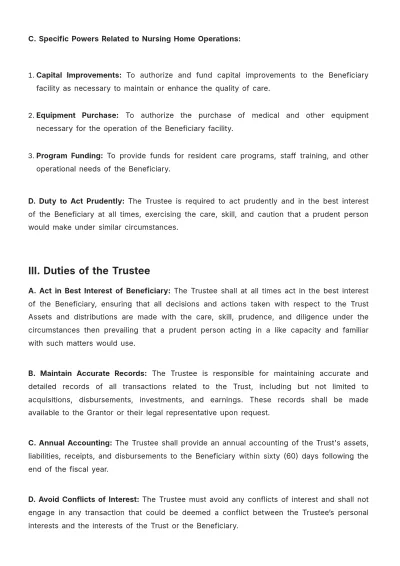 Free Nursing Home Trust Agreement Template to Edit Online