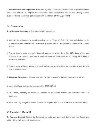 Free Nursing Home Financing Agreement Template to Edit Online