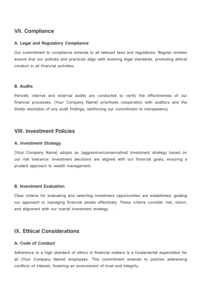 Free Financial Policy Outline Template to Edit Online