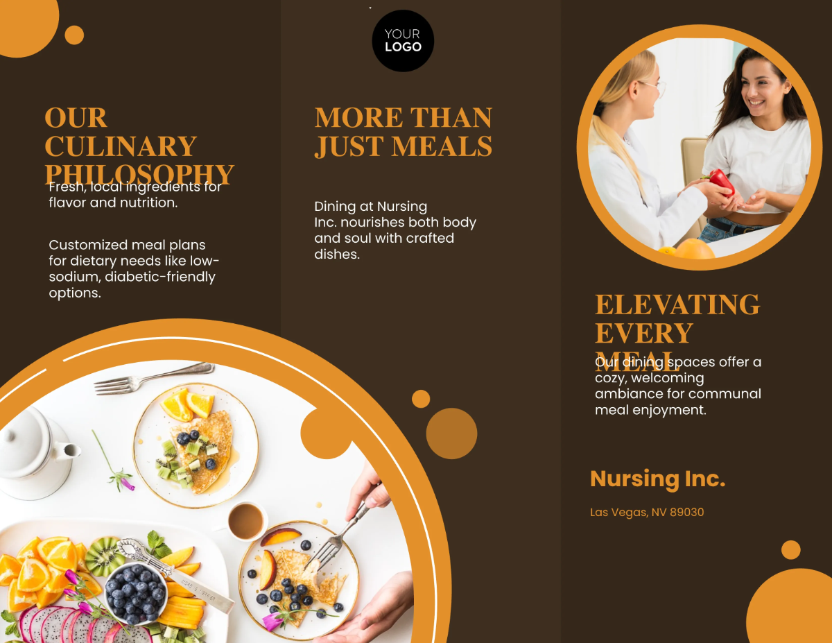 Free Nutrition and Dining Excellence Brochure Template to Edit Online