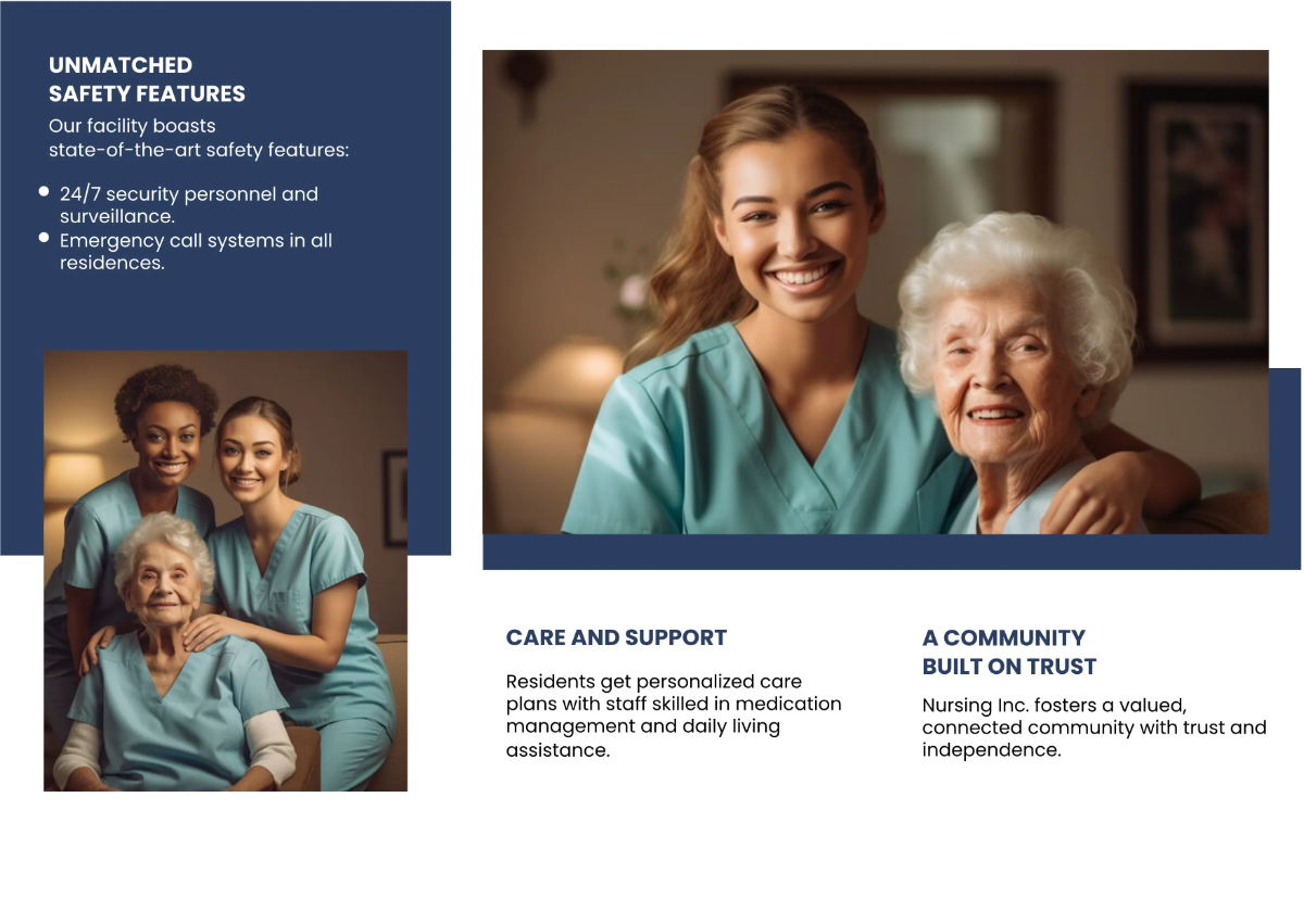 Free Safe and Secure Assisted Living Brochure Template to Edit Online