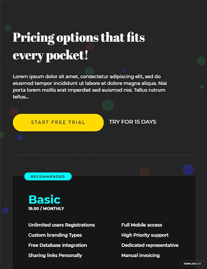 Dark Pricing Page Template