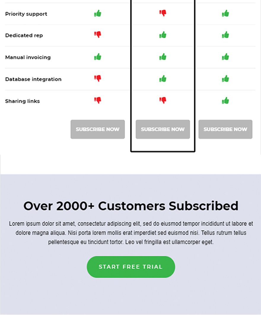 Detailed Pricing Page Template