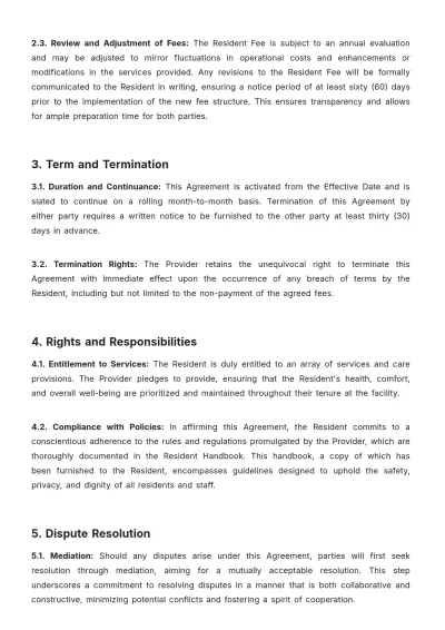 Free Nursing Home Resident Fee Agreement Template to Edit Online