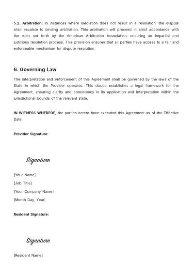 Free Nursing Home Resident Fee Agreement Template to Edit Online