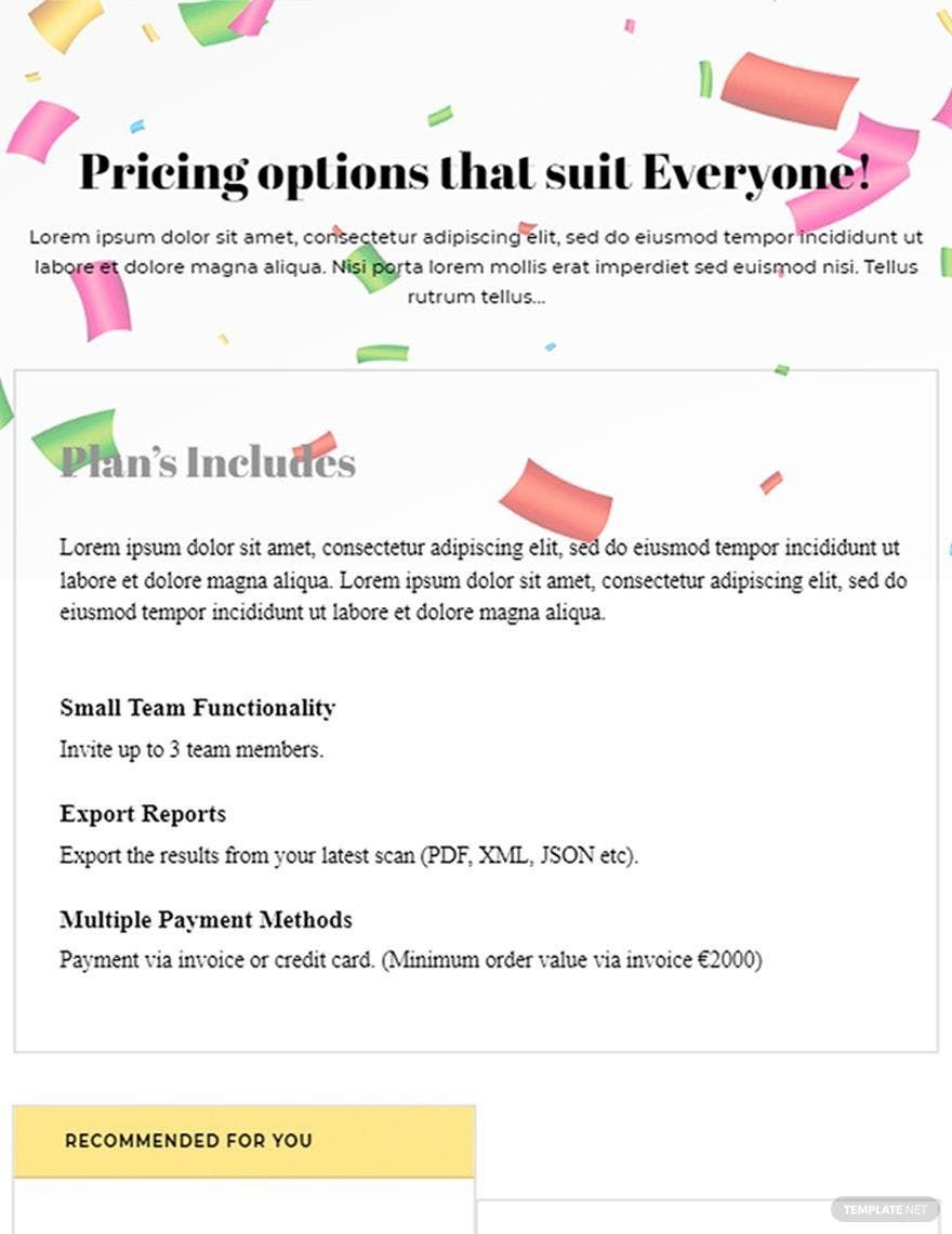 Fancy Pricing Page Template