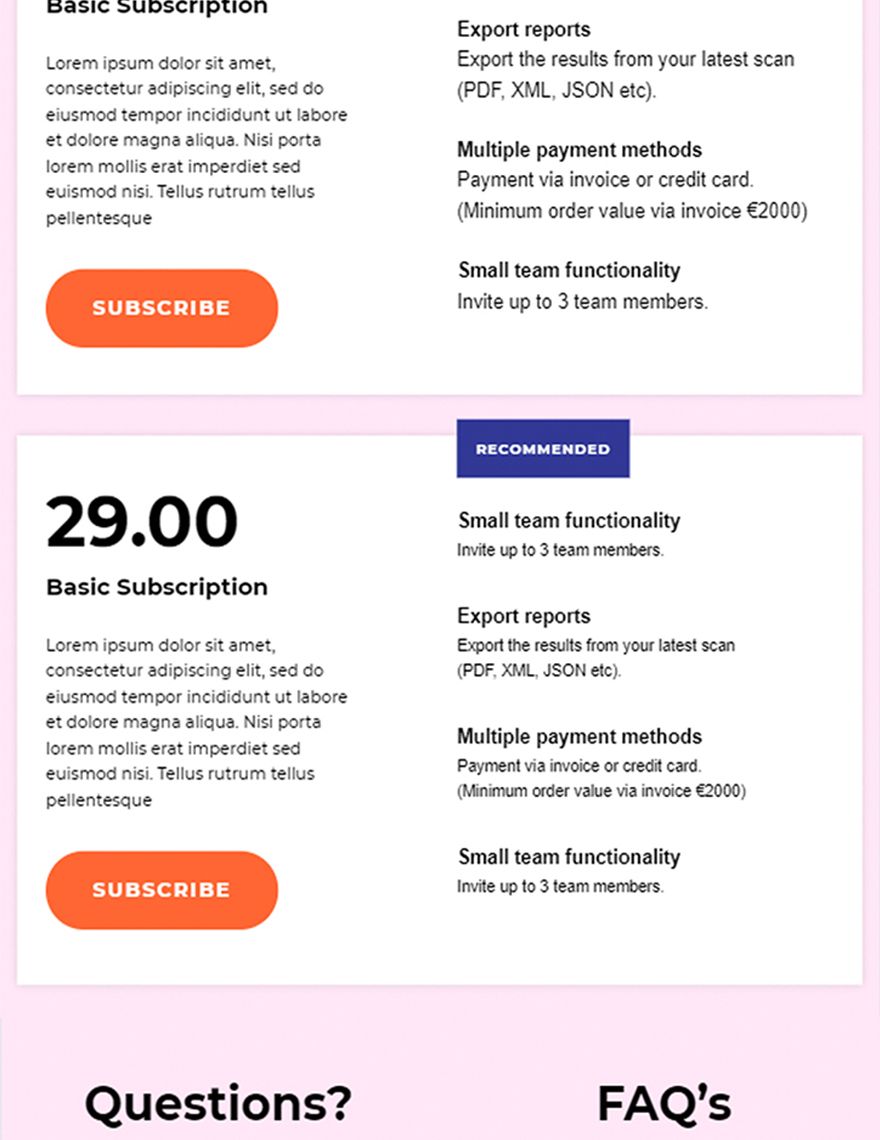 Fitness Pricing Page Template