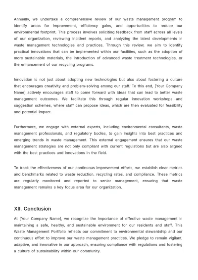 Free Nursing Home Waste Management Portfolio Template to Edit Online