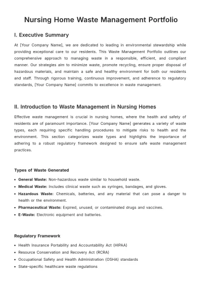 Free Nursing Home Waste Management Portfolio Template to Edit Online