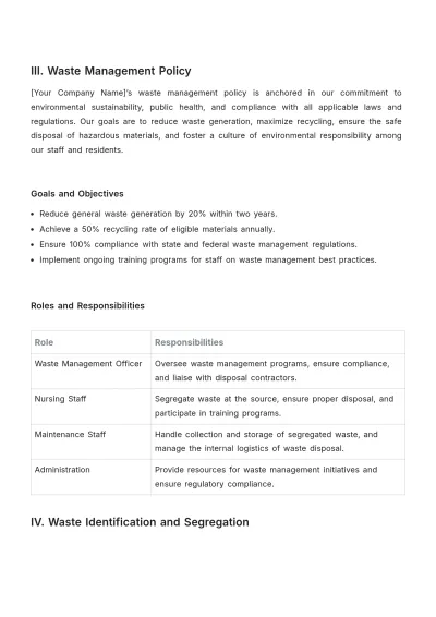 Free Nursing Home Waste Management Portfolio Template to Edit Online