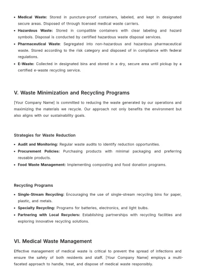 Free Nursing Home Waste Management Portfolio Template to Edit Online