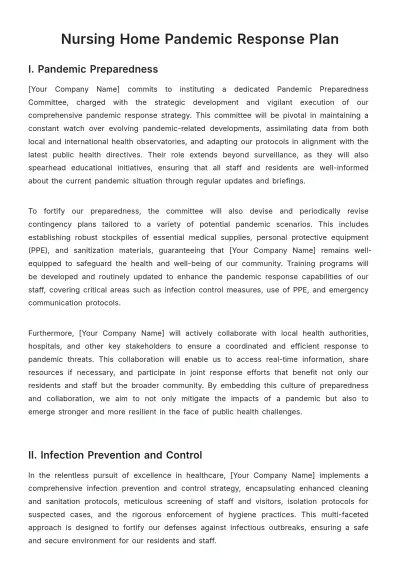 Free Nursing Home Pandemic Response Plan Template to Edit Online