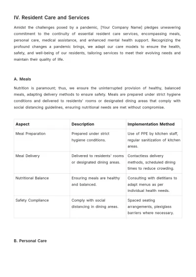 Free Nursing Home Pandemic Response Plan Template to Edit Online