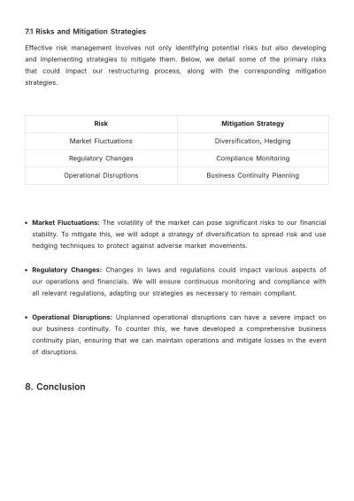 Free Corporate Financial Restructuring Plan Template to Edit Online