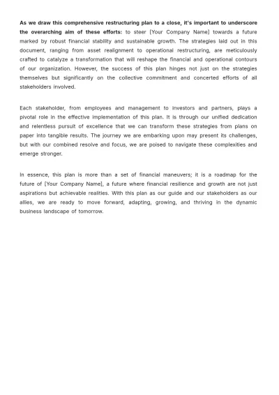Free Corporate Financial Restructuring Plan Template to Edit Online