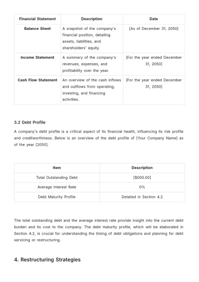 Free Corporate Financial Restructuring Plan Template to Edit Online