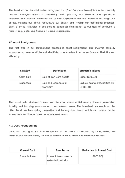 Free Corporate Financial Restructuring Plan Template to Edit Online