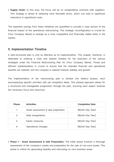 Free Corporate Financial Restructuring Plan Template to Edit Online