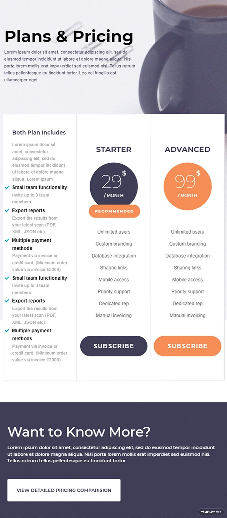 Simple Creative Pricing Page Template