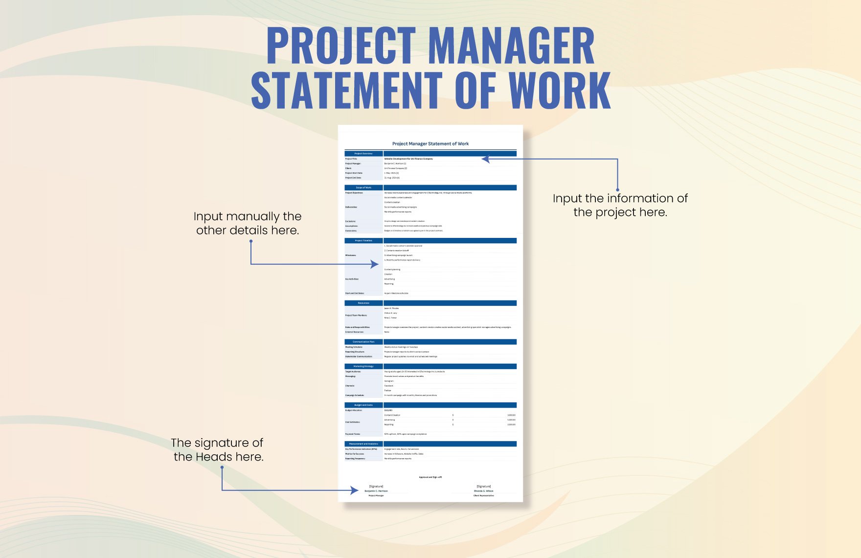 Project Manager Statement of Work Template