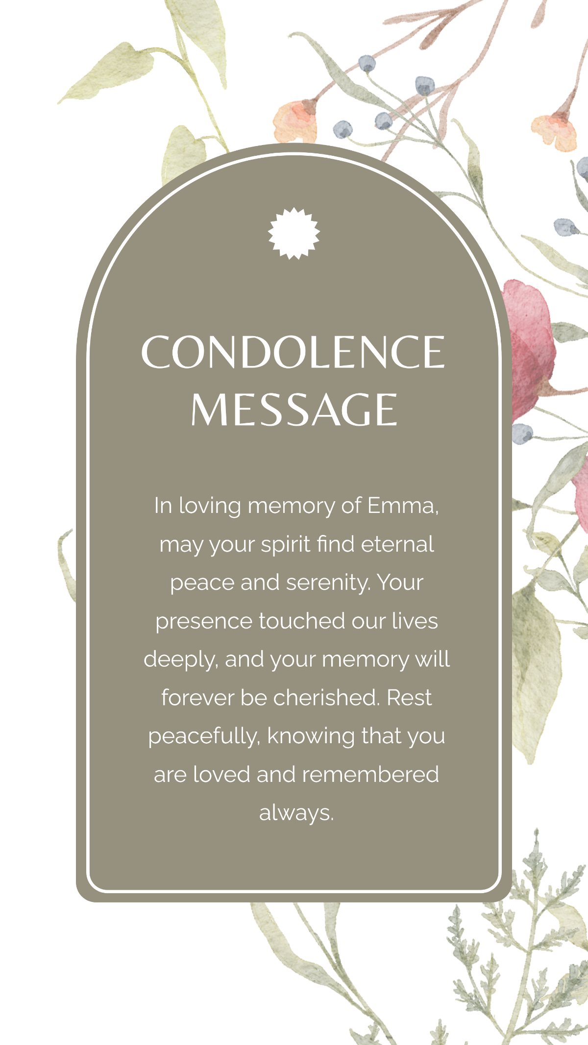 Rest in Peace Condolence Message Template