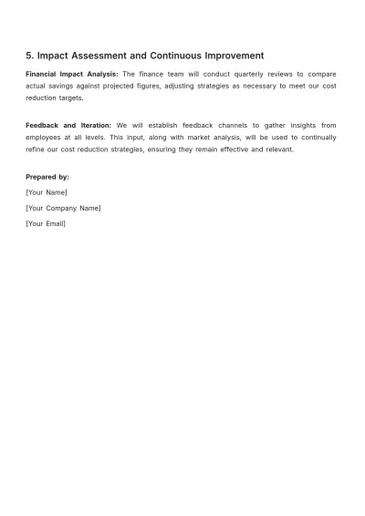 Free Finance Cost Reduction Plan Template to Edit Online