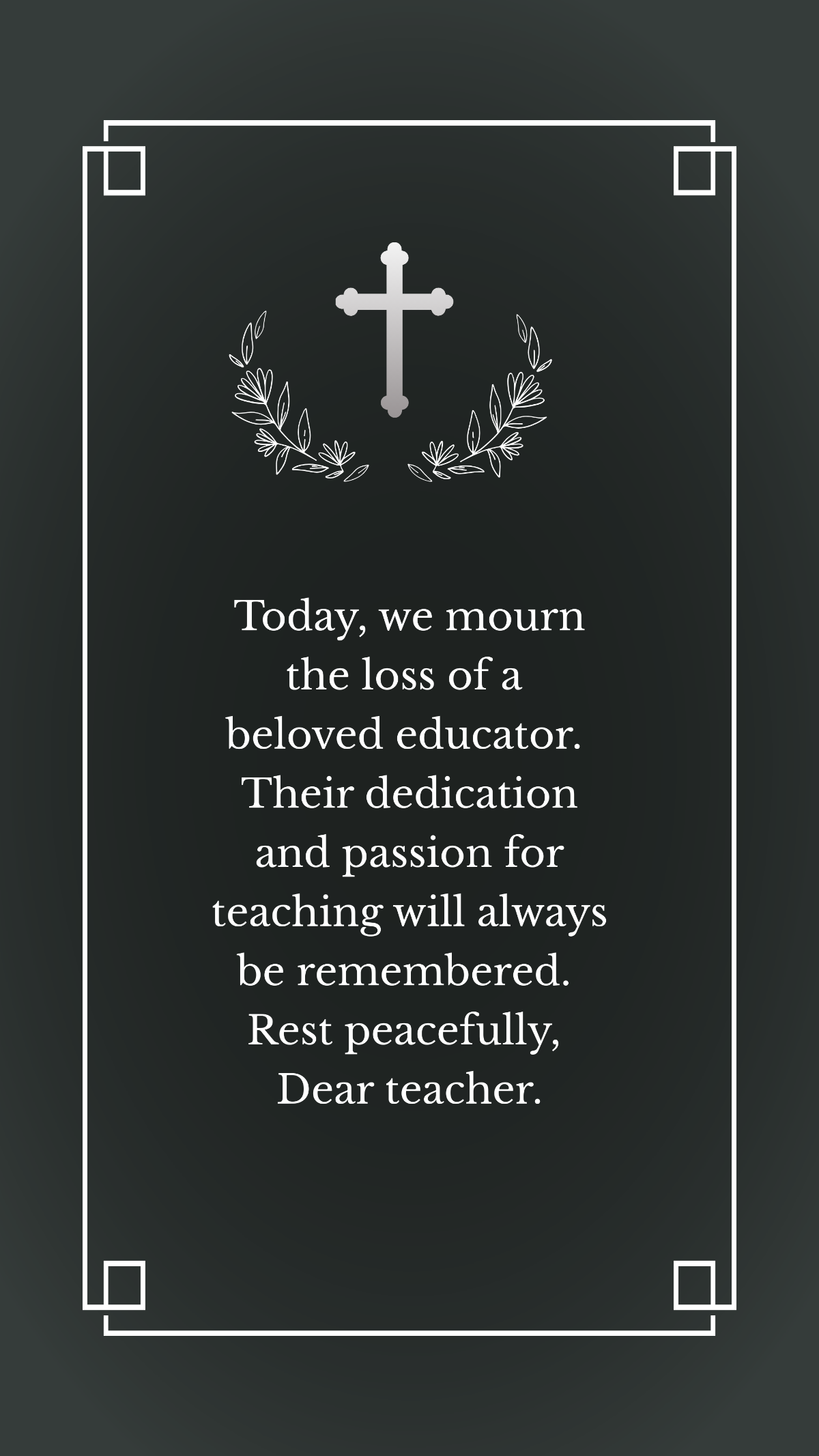 Condolence Message For Teacher