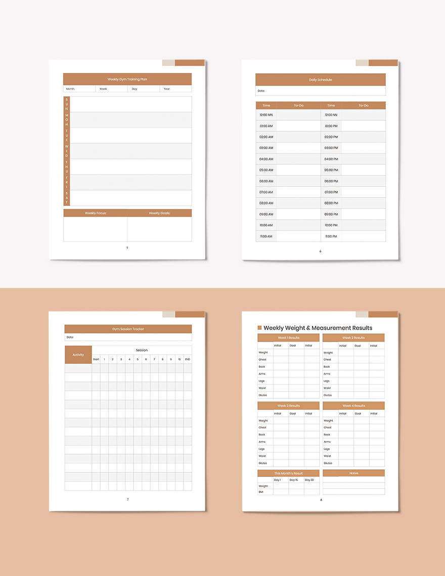 Gym Training Planner Template