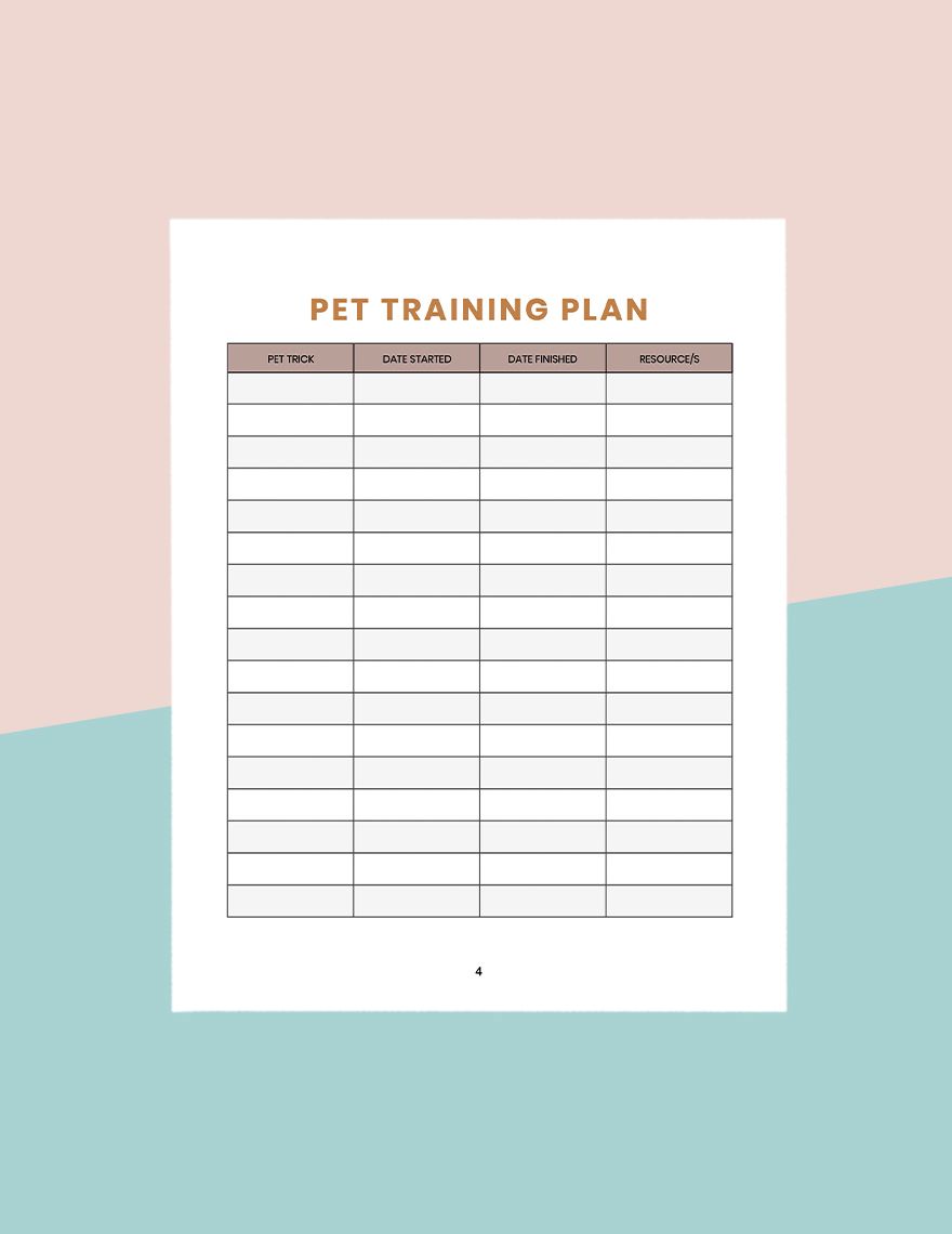 Pet Training Planner Template