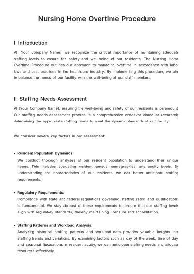 Free Nursing Home Overtime Procedure Template to Edit Online
