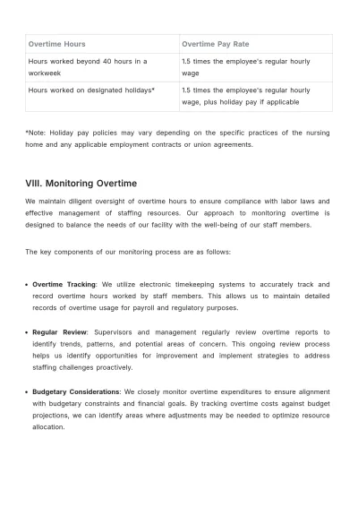 Free Nursing Home Overtime Procedure Template to Edit Online