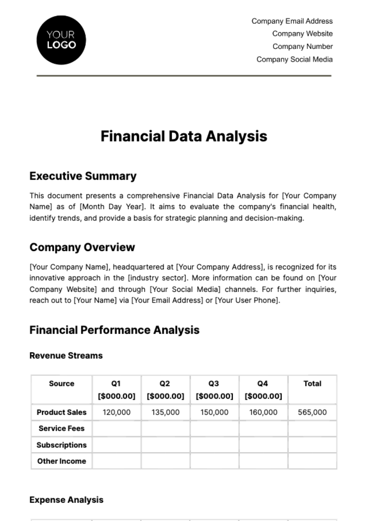 Free Financial Data Analysis Template