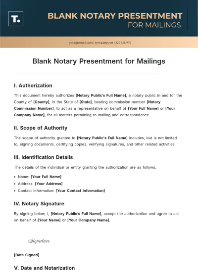 Free Blank Notary Presentment For Mailings Template to Edit Online
