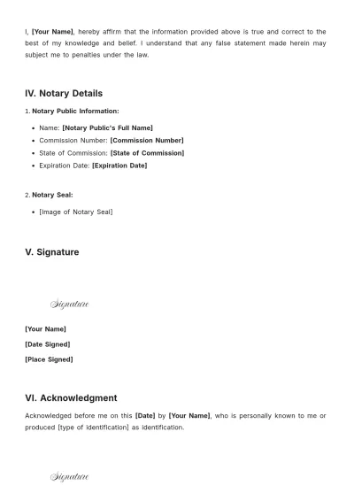 Free Notary Affidavit For Caste Certificate Template to Edit Online