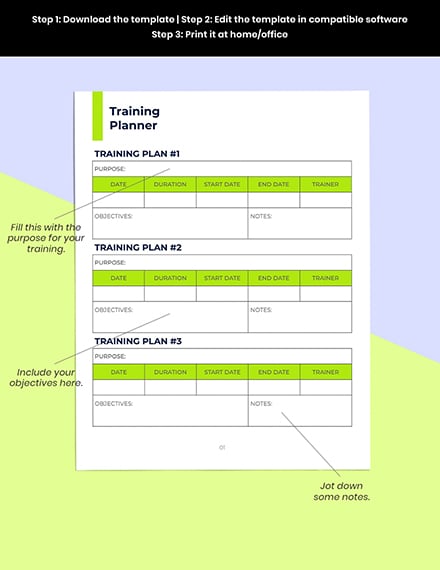 Weekly Training Planner Printable