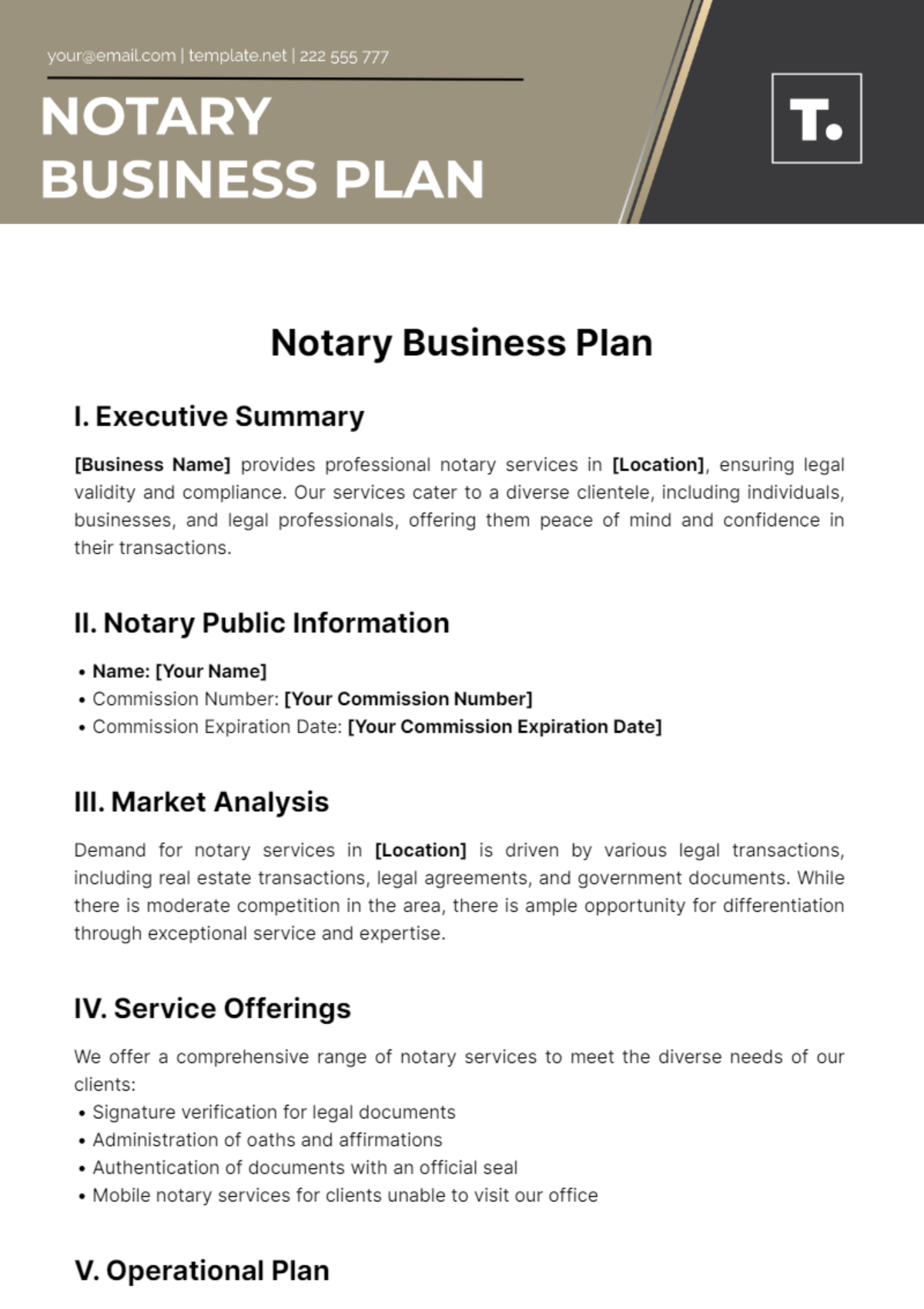 Notary Business Plan Template