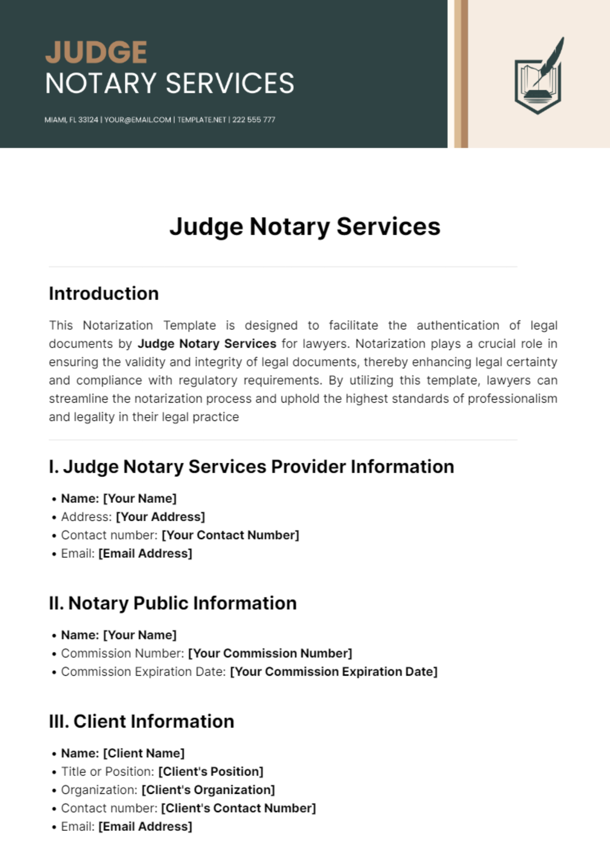 Judge Notary Services Template